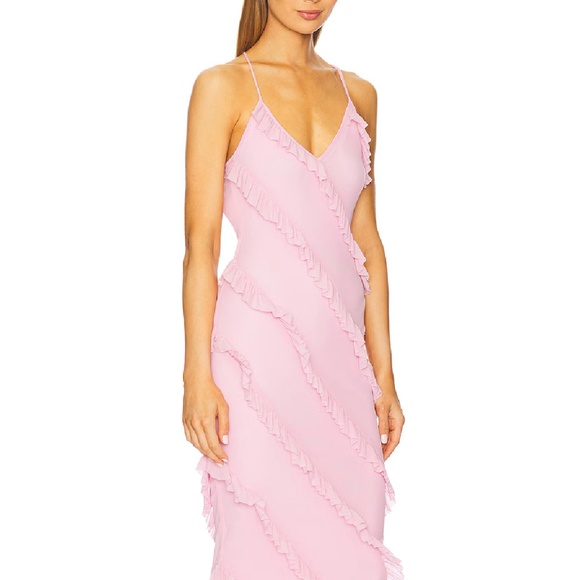 🆕 Runaway The Label Barlow Maxi Dress in Light Pink - Picture 2 of 5
